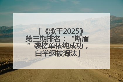 《歌手2025》第三期排名：“断眉”袭榜单依纯成功，白举纲被淘汰
