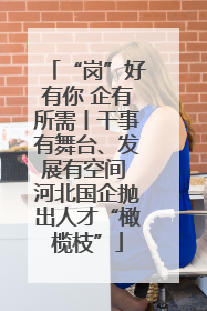 “岗”好有你 企有所需丨干事有舞台、发展有空间 河北国企抛出人才“橄榄枝”
