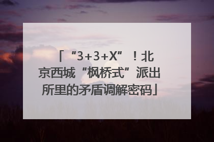 “3+3+X”！北京西城“枫桥式”派出所里的矛盾调解密码