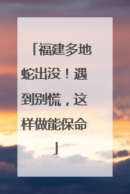 福建多地蛇出没！遇到别慌，这样做能保命