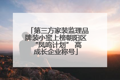 第三方家装监理品牌装小蜜上榜朝阳区 “凤鸣计划” 高成长企业称号