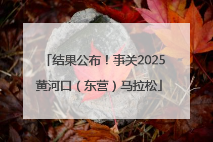 结果公布！事关2025黄河口（东营）马拉松