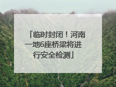 临时封闭！河南一地6座桥梁将进行安全检测