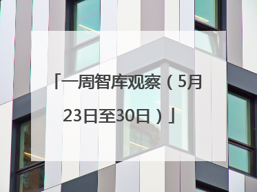 一周智库观察（5月23日至30日）