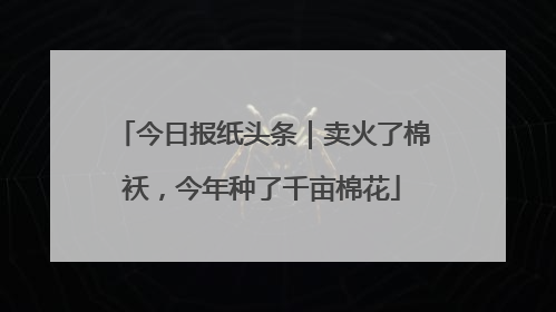 今日报纸头条｜卖火了棉袄，今年种了千亩棉花