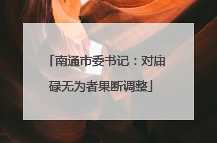 南通市委书记：对庸碌无为者果断调整