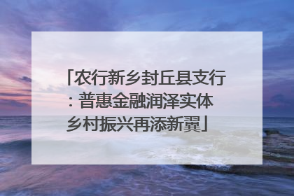 农行新乡封丘县支行：普惠金融润泽实体 乡村振兴再添新翼