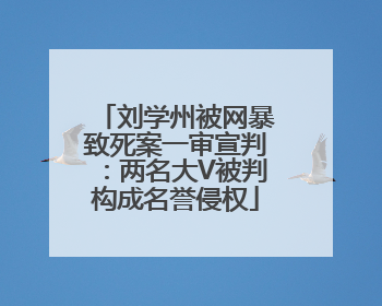 刘学州被网暴致死案一审宣判：两名大V被判构成名誉侵权