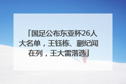 国足公布东亚杯26人大名单，王钰栋、蒯纪闻在列，王大雷落选