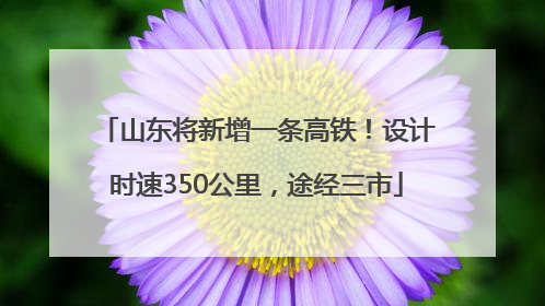 山东将新增一条高铁！设计时速350公里，途经三市