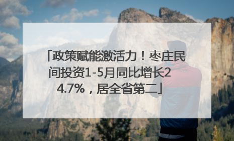 政策赋能激活力！枣庄民间投资1-5月同比增长24.7%，居全省第二