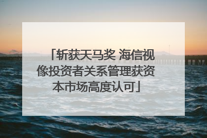 斩获天马奖 海信视像投资者关系管理获资本市场高度认可