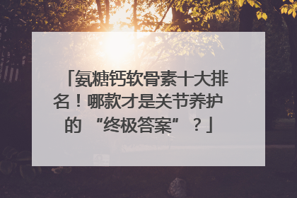 氨糖钙软骨素十大排名！哪款才是关节养护的 “终极答案”？