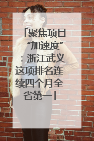 聚焦项目“加速度”：浙江武义这项排名连续四个月全省第一