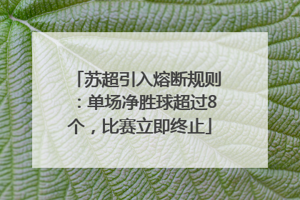 苏超引入熔断规则：单场净胜球超过8个，比赛立即终止