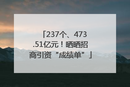 237个、473.51亿元！晒晒招商引资“成绩单”